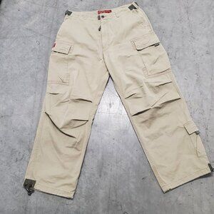 Abercrombie & Fitch Men Khaki Cargo Pants SZ L  Adjustable Waist Utility Pockets